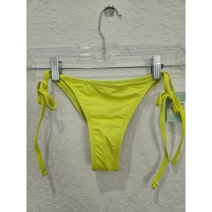 Full Tilt Swim Tie Side Skimpy Bikini Bottoms Neon Yellow Women's XS New
